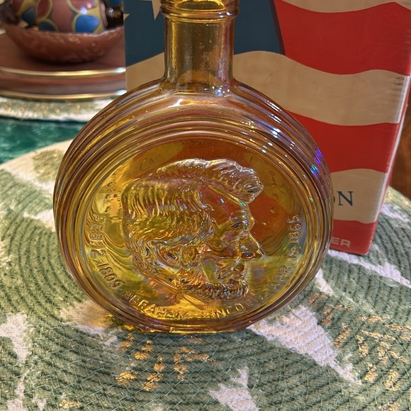 Wheaton NJ 1st Ed Abraham Lincoln Carnival Glass Bottle President Gettysburg - Picture 2 of 8